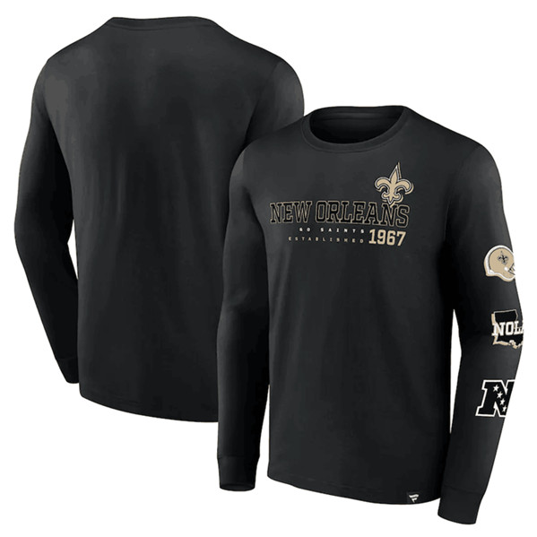 Men's New Orleans Saints Black High Whip Pitcher Long Sleeve T-Shirt